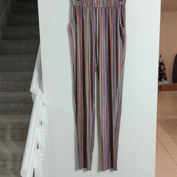 Alexis Pants Womens Large Striped Rainbow Multicolor Pull On boho Hippie - Picture 1 of 9